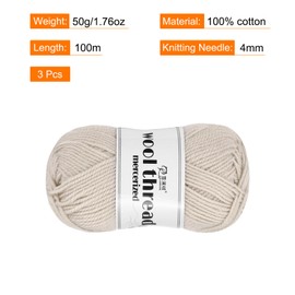 Rebower Cotton Yarn,100% Cotton Soft Knitting Yarn [for Hand DIY Bag Cushion Crocheting Knitting Project Home Decor] -3 Skeins of 150g/5.29oz(Per Skein 50g/109yards)/Milk White