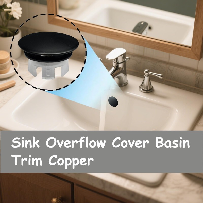 2 Pack Sink Overflow Cover Basin Trim Copper Bathroom Sink