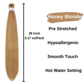 Ash Blonde Braiding Hair Pre stretched Color 27/613 Boho Hair for Braiding Hypoallergenic Ez Braid Curly Deep Wave Crochet Boho Braids