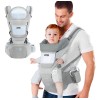 Cangurera Portabebé Mochila Multifuncional Con Asiento Bebé Color Gris