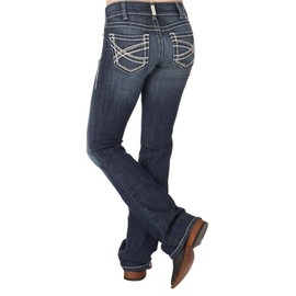 Ariat Female R.E.A.L. Mid Rise Stretch Entwined Boot Cut Jean Marine 28