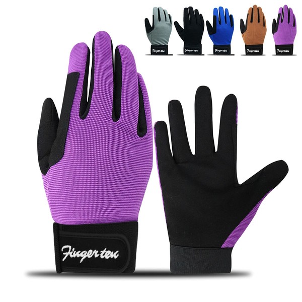 FINGER TEN Kids Horse Riding Gloves Youth Non Slip Grip,