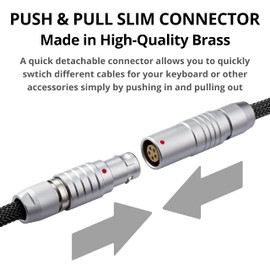 GUNMJO Pro Custom Coiled USB C Cable for Gaming Keyboard, Double-Sleeved Mechanical Keyboard Cable with Slim Type Detachable Metal Aviator, 1.5M USB-C to USB-A, Carbon Black Color