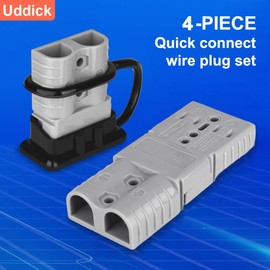 Uddick 120A Battery Quick Disconnect Connecteur with Dust Cover, 600V Wire Harness Connector Plug for Cars, Trailers, Motors, and Electronics Maintenance (Grey, 4PC 2AWG)