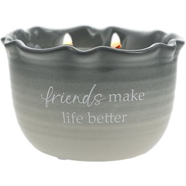 Pavilion Gift Company - Friends Make Life Better - 11 Oz Soy Wax Single Cotton Wick Jasmine Scented Surprise Hidden Secret Message Housewarming Encouragement Bestie BFF Friendship Gift Present