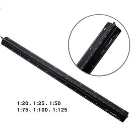 Vogueing Tools 1 x Aluminum Ruler Metric Triangle Ruler Professional for Architects and Engineers Scale 1:20 1:25 1:50 1:75 1:100 1:125 Black