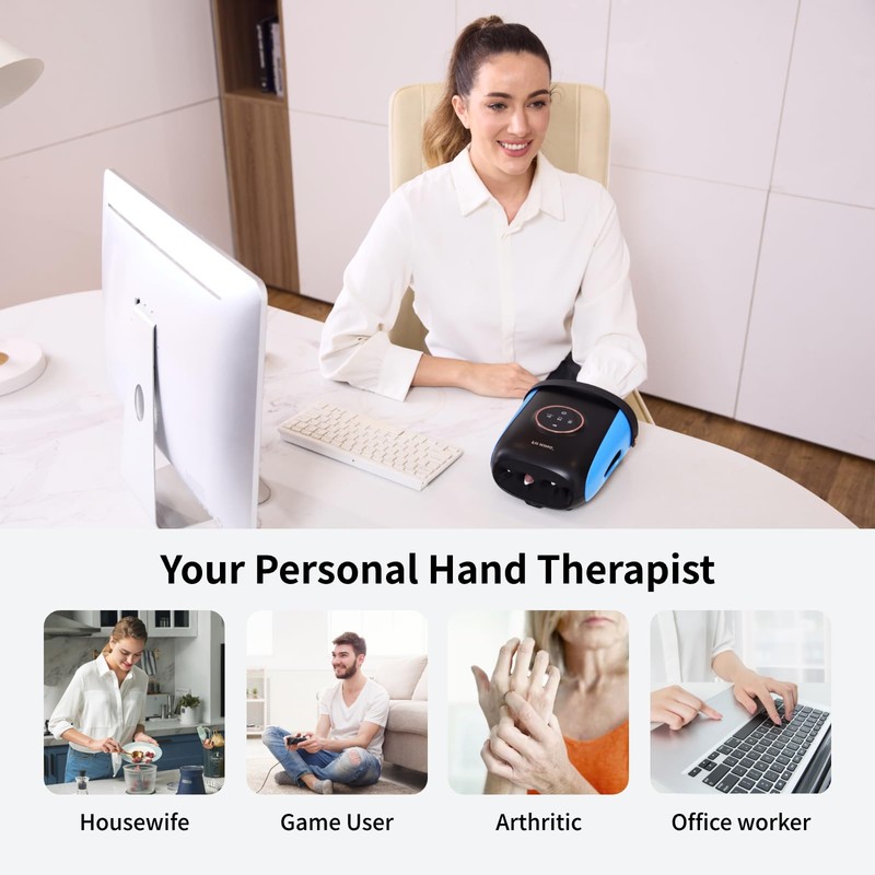 FIT KING Cordless Hand Massager with Compression & Heating, Fingers