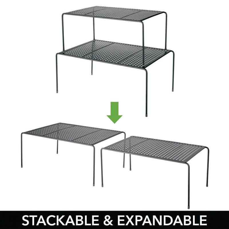 mDesign Shelf Insert for Kitchen Cupboard - Practical Metal Crockery