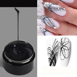 Black Nail Art Spider Gel Deep and Mysterious Black Full Of Elegance Sticky And Easy to Shape Which Can Pull Out A Delicate Spider Web-Like Texture to Create A Three-Dimensional Manicure Even at Home