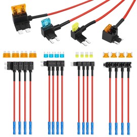 LUXINFODIO 16 Pack 4 Types, Upgraded 12V Car Add a Circuit Fuse Tap Kit - Standard Mini Micro2 and Low Profile Mini Fuse Taps, ATO ATC ATM APM Fuse Adapter Jumper for Cars Trucks Boats