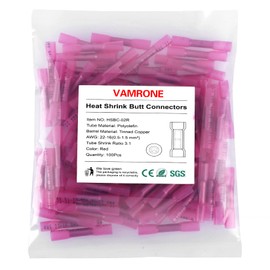 Heat Shrink Butt Wire Connectors, 100Pcs 22-16 AWG Red Insulated Waterproof Electrical Wire Connectors Automotive Marine Grade Wire Crimp Terminals Butt Splices, Ideal for Boat, Truck, Red