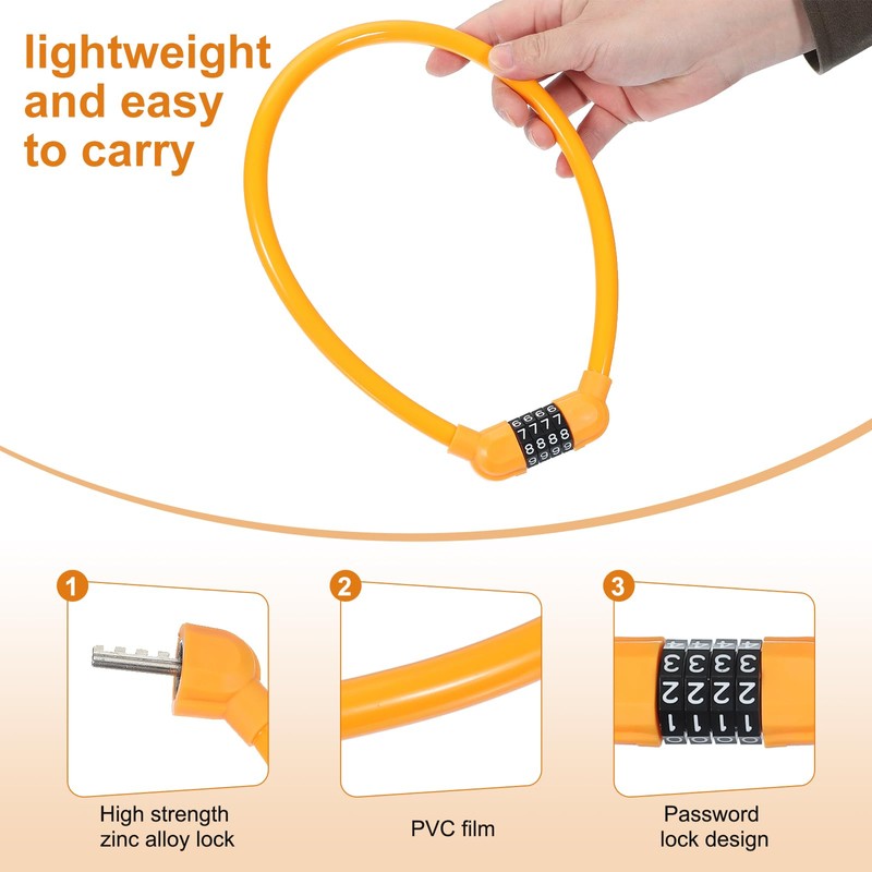 MECCANIXITY 2 Feet x 1/2 Inch Bike Lock Cable, 4