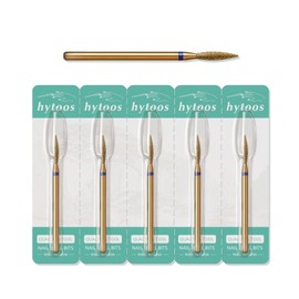 HYTOOS 2mm Long Flame Cuticle Clean Nail Drill Bit, 5Pcs/Set Titanium Russian Diamond Nail Bits Professional Safety Under Nail Cleaner Burr for Cuticle Dead Skin, Electric Drill Accessories, Medium