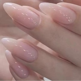 Almond Shape Press On Nails 25 pc Set Medium Length Oval Natural Look with Glue