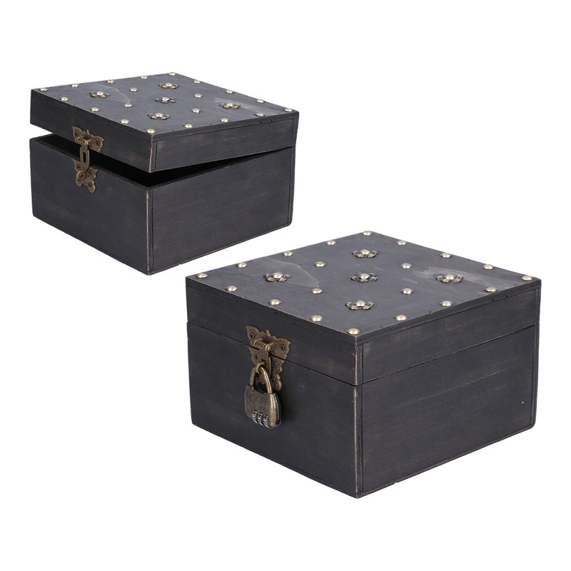 Treasure Props Storage Box with Password Lock Retro Wooden Storage