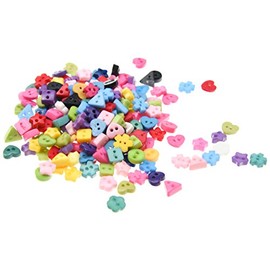 FiveSeasonStuff® 200 Pcs 6mm Mixed Shaped and Mixed Coloured Acrylic Resin 2-Hole Baby Sewing Buttons, for DIY Accessories, Clothing, Shoes, Arts & Crafts, Hats and Handmade Decorations etc