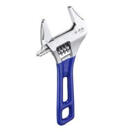 HARFINGTON 1pcs Adjustable Wrench 5" Jaw 1.2" with Rubber Handle, Silver/Blue