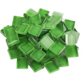 Glass Mosaic Tiles, Mosaic Stones, Bulk Square Glass Stones, Glass Tiles, Glass Pieces for Crafts, Home Decoration, 200 g, 1 x 1 cm (Green)