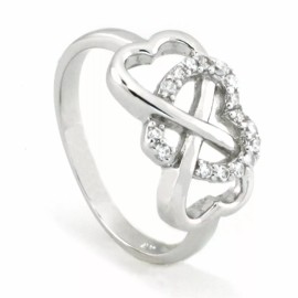 Verona Jewlers 925 Sterling Silver Infinity Heart Cubic Zirconia Ring Sizes 5-9 For Women - 7