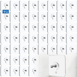 Clavos Adhesivos para Pared, 48PCS Ganchos Adhesivos para Pared que Soportan Hasta 13lbs, ganchos para pared sin Tornillos, Impermeables y Reutilizables, gancho pared para Cocinas, Baños, Dormitorios