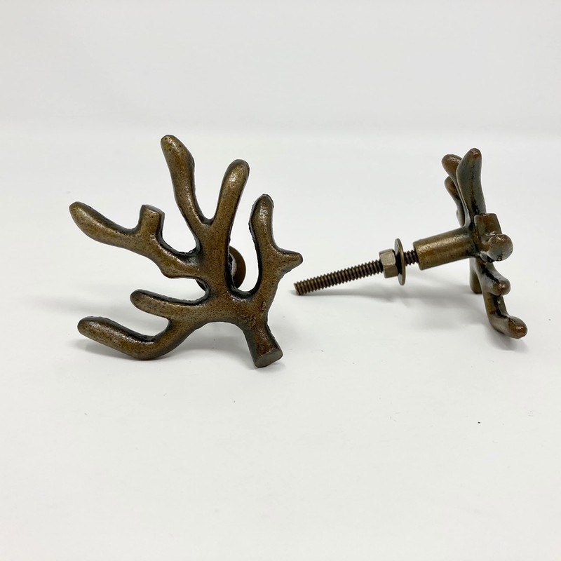 Coral Tree Branch Knob Drawer Pull, Cabinet Dresser (Antique Bronze)