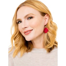 ZENZII Modern Mosaic Acrylic Resin Drop Dangle Earrings for Women Girls Fashion Jewelry (Honey)