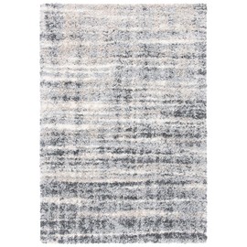 SAFAVIEH Fontana Shag Collection 6'7" x 9' Grey/Ivory FNT856G Modern Non-Shedding Living Room Bedroom Dining Room Entryway Plush 2-inch Thick Area Rug