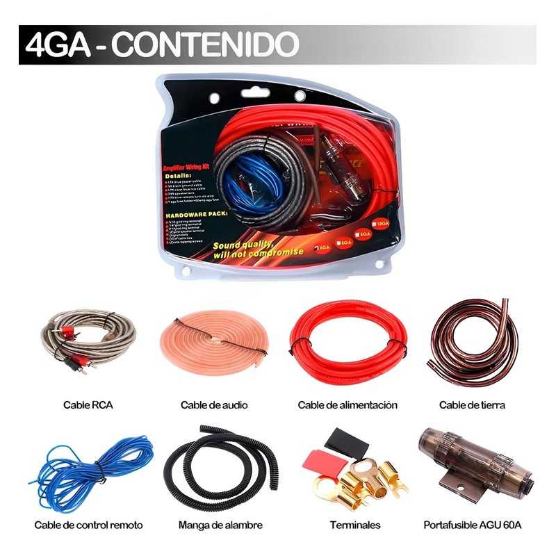 VMINGO Kit Instalacion Cableado Rca Amplificador Cable Subwoofer Calibre GA