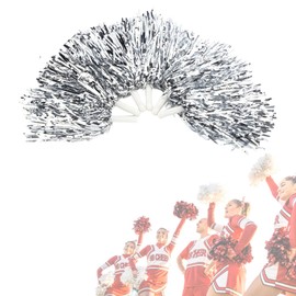 DEWIN 6 Piece Cheerleading Poms, Sports Pompoms Cheer Party Dance Accessory Tool for Sports Meetings, Stadium Party, Holiday Celebrations, Silver