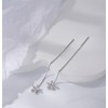 Tiny Flower Threader Dangle Drop Earrings Sterling Silver 925 Dainty