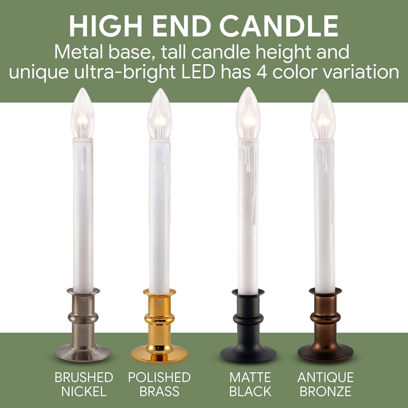 612 Vermont Ultra-Bright LED Window Candles with Timer, Battery Operated,