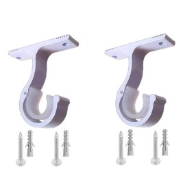 Curtain Rod Brackets 2pcs White Curtain Rod Holder for Drapery Rod with Diameter 1-1/8"(28mm) Window Drapery Rod Bracket Installed to The Ceiling Only