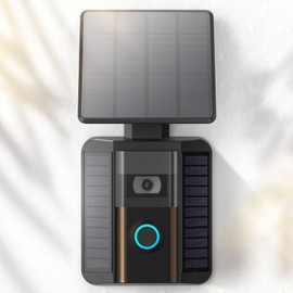 Solar Charger Compatible for Ring Video Doorbell (2020 Release) Micro-USB Port Charging, QIBOX Adjustable Solar Panel Mount, Efficient Solar Charger for Doorbell Camera