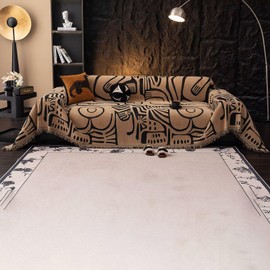 VClife Boho Sofa Cover Pet Sectional Couch Covers, Anti Slip Chenille Sofa Slipcover for 3 Seat, Unique Black Coffee Couch Sofa Covers for 3 Cushion Couch Washable Sofa Covers Throw, 71"X134"