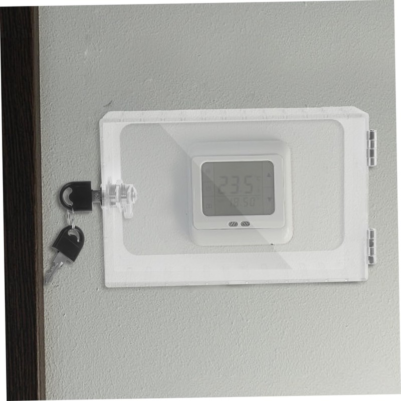 TEHAUX Transparent Thermostat Lock Box Keyed Wall Mounted Guard for