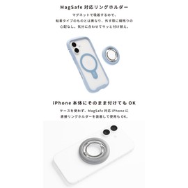 iFace MagSynq Ring Holder Smartphone Ring, Compatible with MagSafe (Rotate Type/Pale Blue) [MagSafe Magnetic Ring, 360° Rotation, Angle Adjustable, Slim, Smartphone Stand Function, Fall Prevention