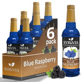 Blue Raspberry Syrup by Syruvia 6-Pack, 25.4 fl oz, Wholesale Coffee Syrup Shops, Cafes, Baristas, Bistros, & Beverage Bars, Bulk Kosher & Gluten-Free