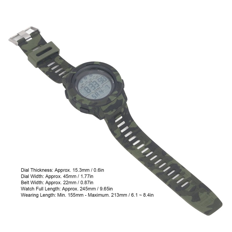 Men Digital Sports Watch 50m Waterproof Watch with LED Backlight