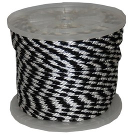 T.W Evans Cordage 98020 5/8-Inch by 200-Feet Solid Braid Propylene Multifilament Derby Rope, Black and White