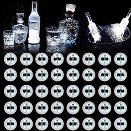 AUSTUFF LED Coaster, 40 Pcs Light Up Coasters for Drinks,LED Bottle Lights for Liquor Bottles,LED Stickers Coaster Light Up for Nightclubs,Clubs,Weddings,Bars,Party