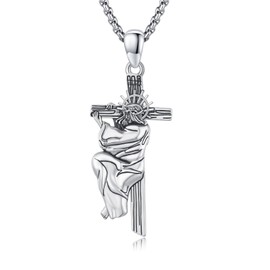 ZIPPICE Jesus Cross Necklace 925 Sterling Silver Crucifix Pendant Jesus Cross Chain Amulet Necklace Jewellery Gift for Men and Women, Sterling Silver
