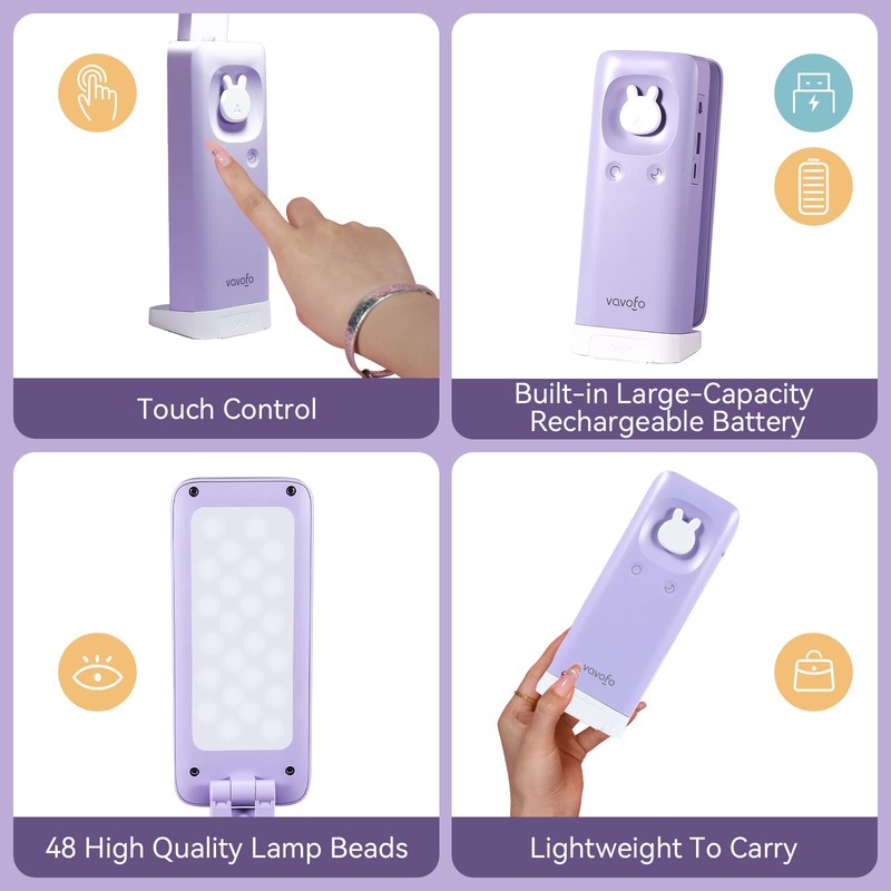 VAVOFO Battery Operated Lamp Rechargeable Lamp Foldable & Portable Light,15