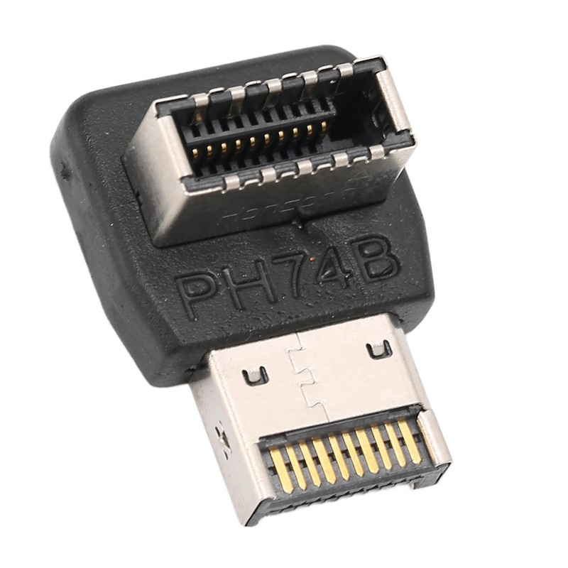 Right Angle USB Type E Adapter, Front Panel Header Male