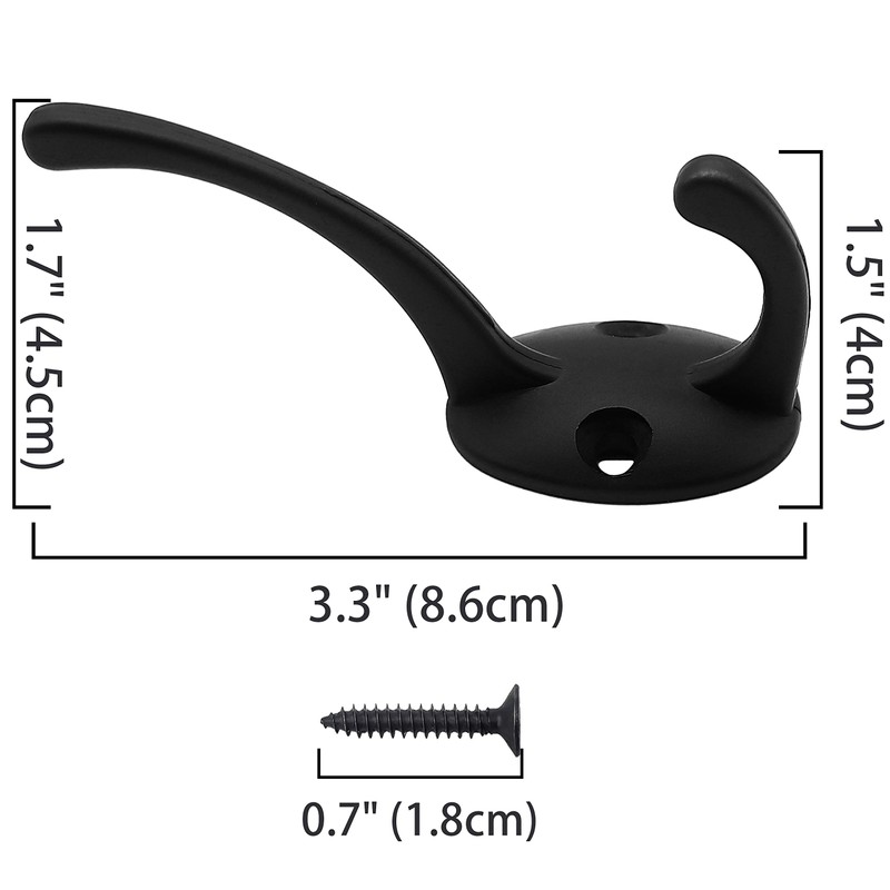 IBosins 12 Pack Black Coat Hooks Wall Mounted with 24