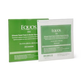 EQUOS 5-Layer Foam Wound Dressing, Gentle Silicone Adhesive, 5 Pack 9"x 9" Sacrum Dressings, Waterproof Wound Dressing Bandage for Wound Care