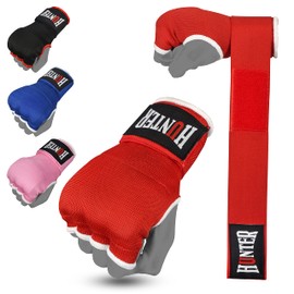 HUNTER Gel Padded Inner Gloves with Hand Wraps for Boxing (Set of 2 Gloves) (Red, L/XL)…