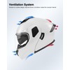 TTMiku Pearl White Motorcycle Dual Visor Flip Up Modualr Full