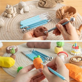 UUSYCUN 9PCS Silicone Clay Sculpting Tool, Clay Shaper & Sculpter Brushes, Ball Stylus Tools for Dotting, Painting Mandalas, Embossing, Nail Art, Polymer, Pottery Crafts, Rhinestone, Drafting, Rock