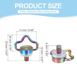 PATIKIL 1/4" Stainless Steel D Ring Screw, 4Pcs Ring Camera Screws Fixing Screw for Tripod DSLR Cameras Shoulder Straps Wrist Strap Sling, Gold