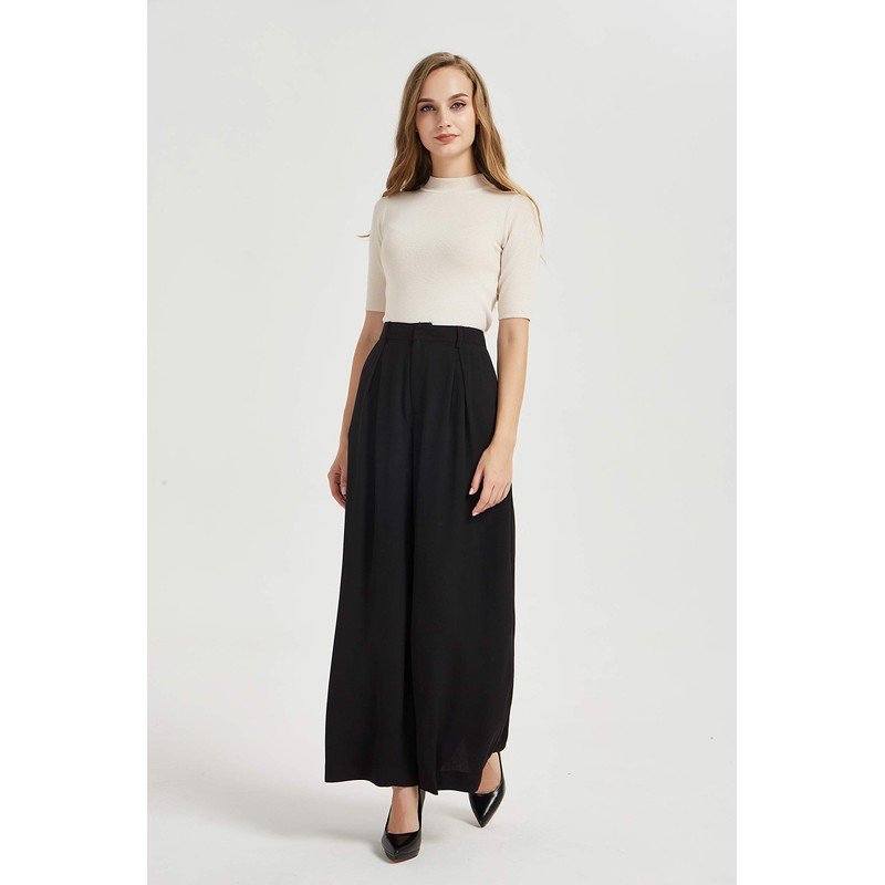 Tronjori Women High Waist Casual Wide Leg Long Palazzo Pants